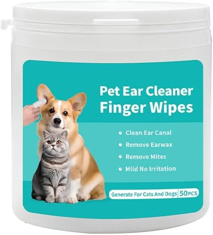 دستمال مرطوب انگشتی پاک کننده گوش سگ و گربه مامو بیر، 50 عدد، دستمال مرطوب یکبار مصرف دندان سگ، کیت نظافت حیوانات خانگی، به آرامی بوها را از بین می برد، جرم و موم را کاهش می دهد، خارش بدبو را متوقف می کند، استفاده آسان