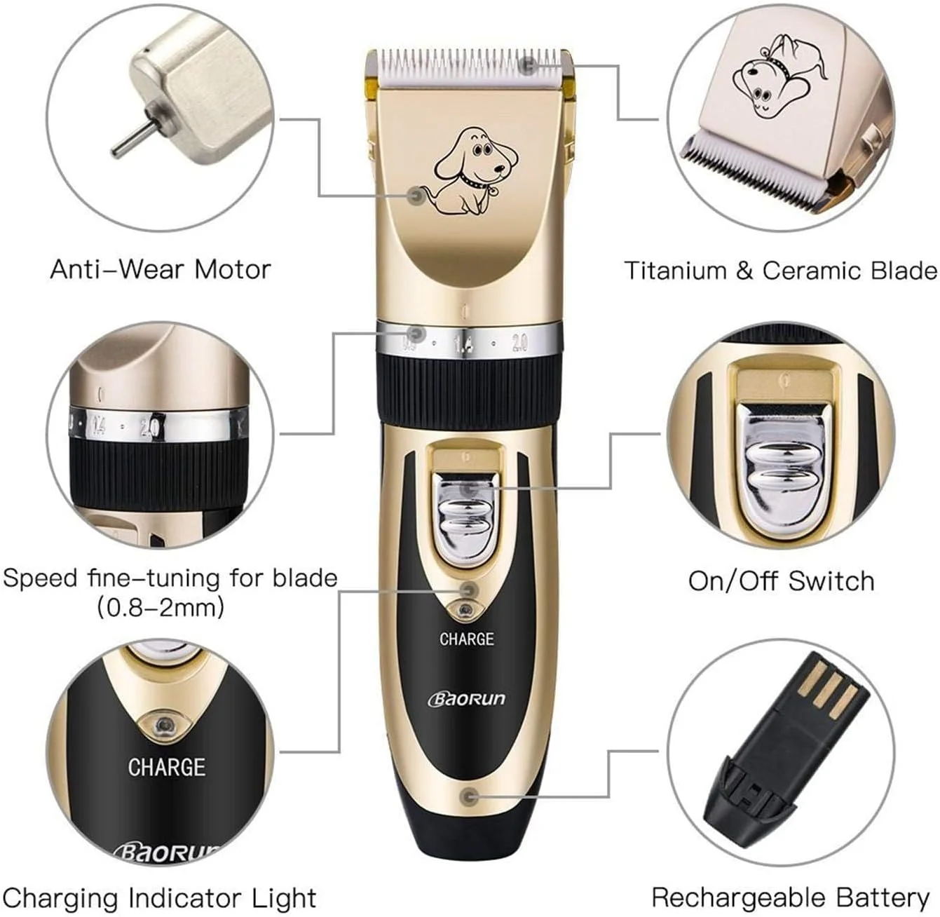 ست ماشین اصلاح حیوانات خانگی مومو بیر، کم صدا، شارژی، بی سیم، با 4 شانه و 4 ابزار اضافی برای حیوانات خانگی خانواده ست ماشین اصلاح حیوانات خانگی مومو بیر، کم صدا، شارژی، بی سیم، با 4 شانه و 4 ابزار اضافی برای حیوانات خانگی خانواده