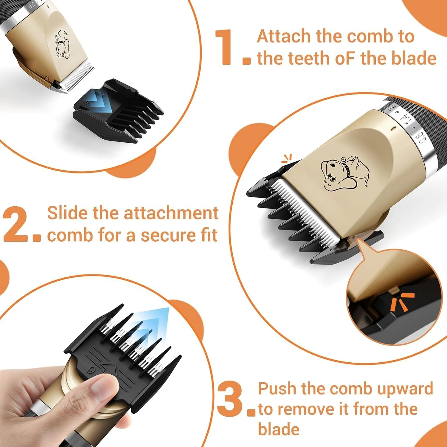 ست ماشین اصلاح حیوانات خانگی مومو بیر، کم صدا، شارژی، بی سیم، با 4 شانه و 4 ابزار اضافی برای حیوانات خانگی خانواده ست ماشین اصلاح حیوانات خانگی مومو بیر، کم صدا، شارژی، بی سیم، با 4 شانه و 4 ابزار اضافی برای حیوانات خانگی خانواده