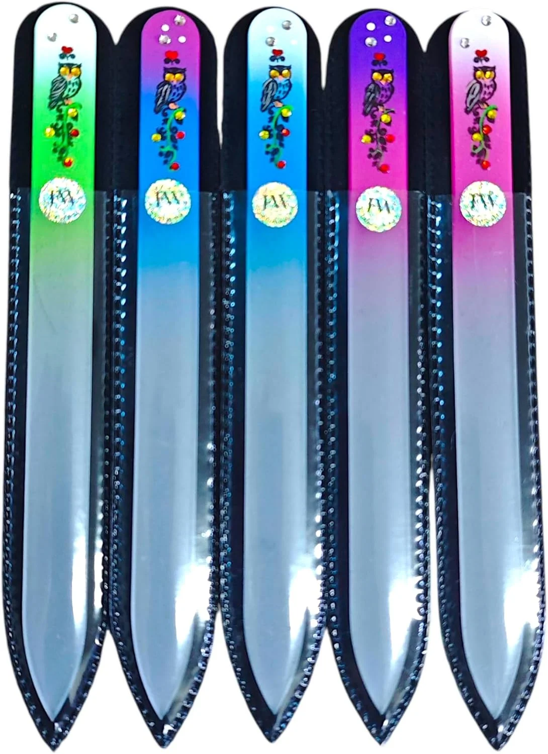 ست سوهان ناخن شیشه ای چک، طرح جغد نقاشی شده با دست، تزئین شده با کریستال، 5 عددی، چند رنگ ست سوهان ناخن شیشه ای چک، طرح جغد نقاشی شده با دست، تزئین شده با کریستال، 5 عددی، چند رنگ