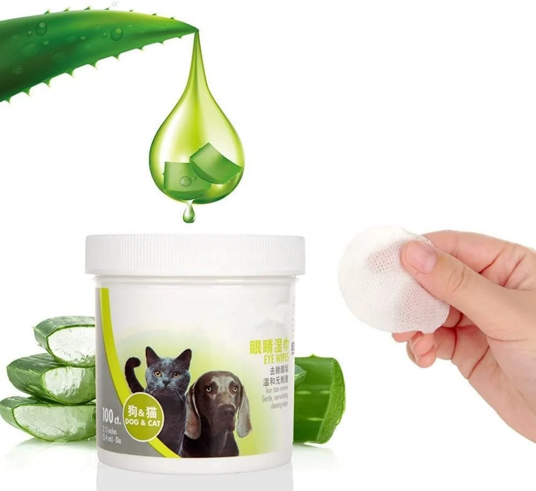 دستمال مرطوب تمیز کننده سگ و گربه مومو بر، 100 عدد در جعبه، دستمال مرطوب تمیز کننده چشم سگ، دستمال مرطوب تمیز کننده گوش برای سگ ها و گربه ها برای از بین بردن لکه های ناشی از اشک، مخاط و بزاق