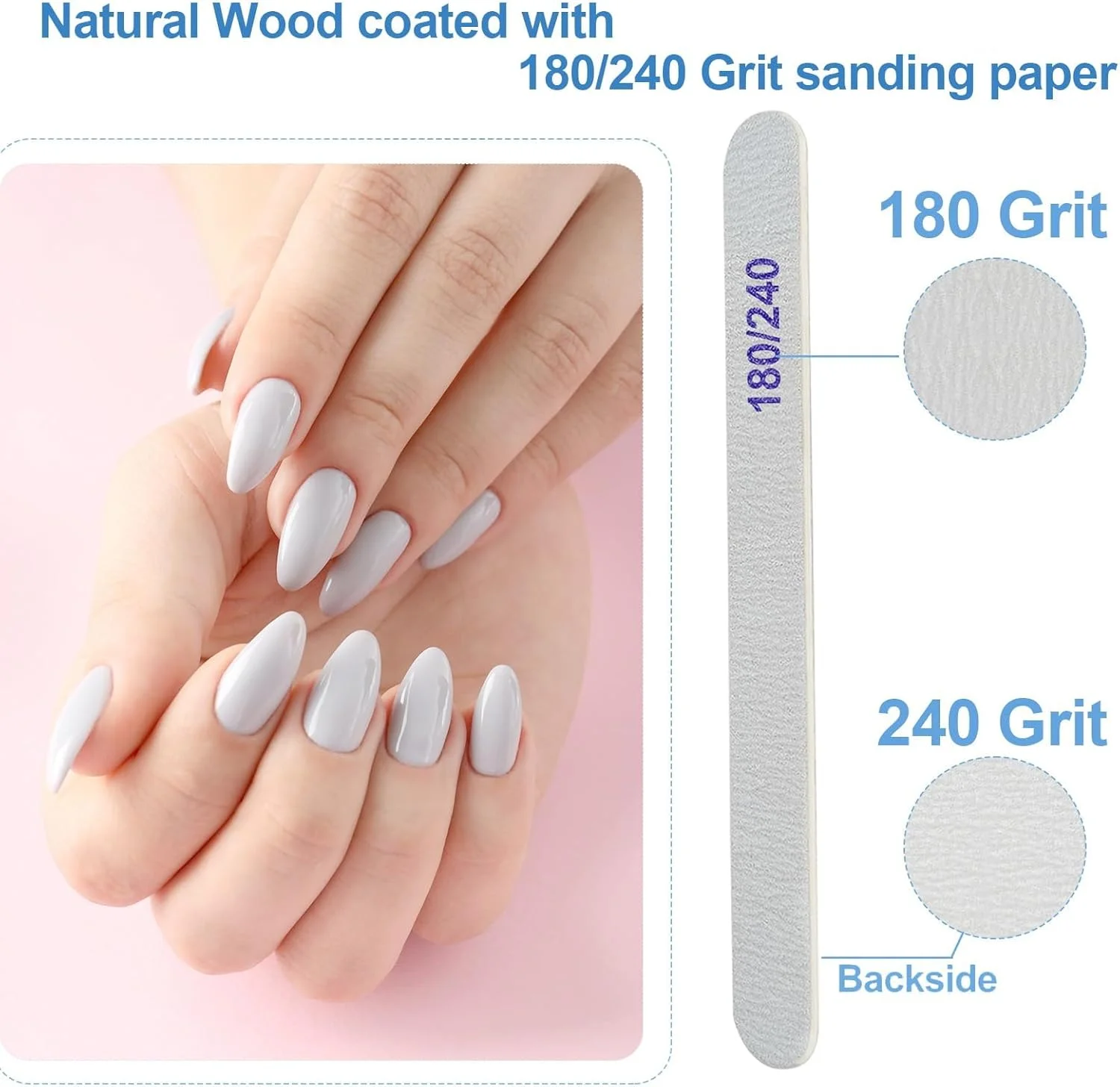 سوهان ناخن HBSTUDIO، سوهان چوبی سمباده ای دو طرفه 180/240 گریت برای ناخن های طبیعی، مانیکور و پدیکور حرفه ای قابل استفاده مجدد (20 عدد مستطیلی 180/240 گریت) سوهان ناخن HBSTUDIO، سوهان چوبی سمباده ای دو طرفه 180/240 گریت برای ناخن های طبیعی، مانیکور و پدیکور حرفه ای قابل استفاده مجدد (20 عدد مستطیلی 180/240 گریت)