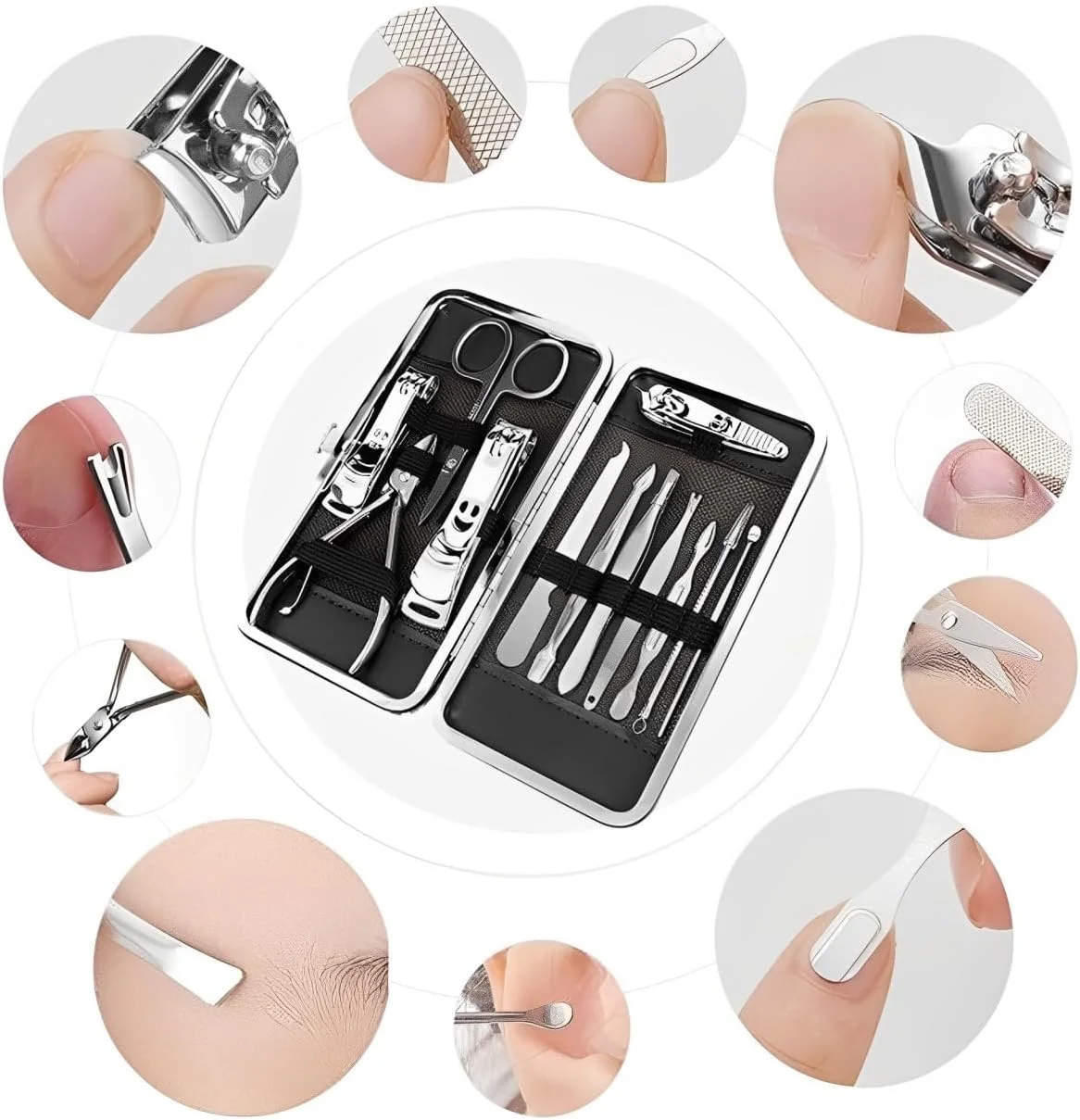 ست مانیکور و پدیکور 12 تکه HEXAR® - ناخن گیر، از بین برنده کوتیکول - کیت مراقبت لوکس ناخن صورت، پا و دست - ست های پدیکور پا، کیت های پیرایش مردانه و ست مانیکور زنانه ست مانیکور و پدیکور 12 تکه HEXAR® - ناخن گیر، از بین برنده کوتیکول - کیت مراقبت لوکس ناخن صورت، پا و دست - ست های پدیکور پا، کیت های پیرایش مردانه و ست مانیکور زنانه