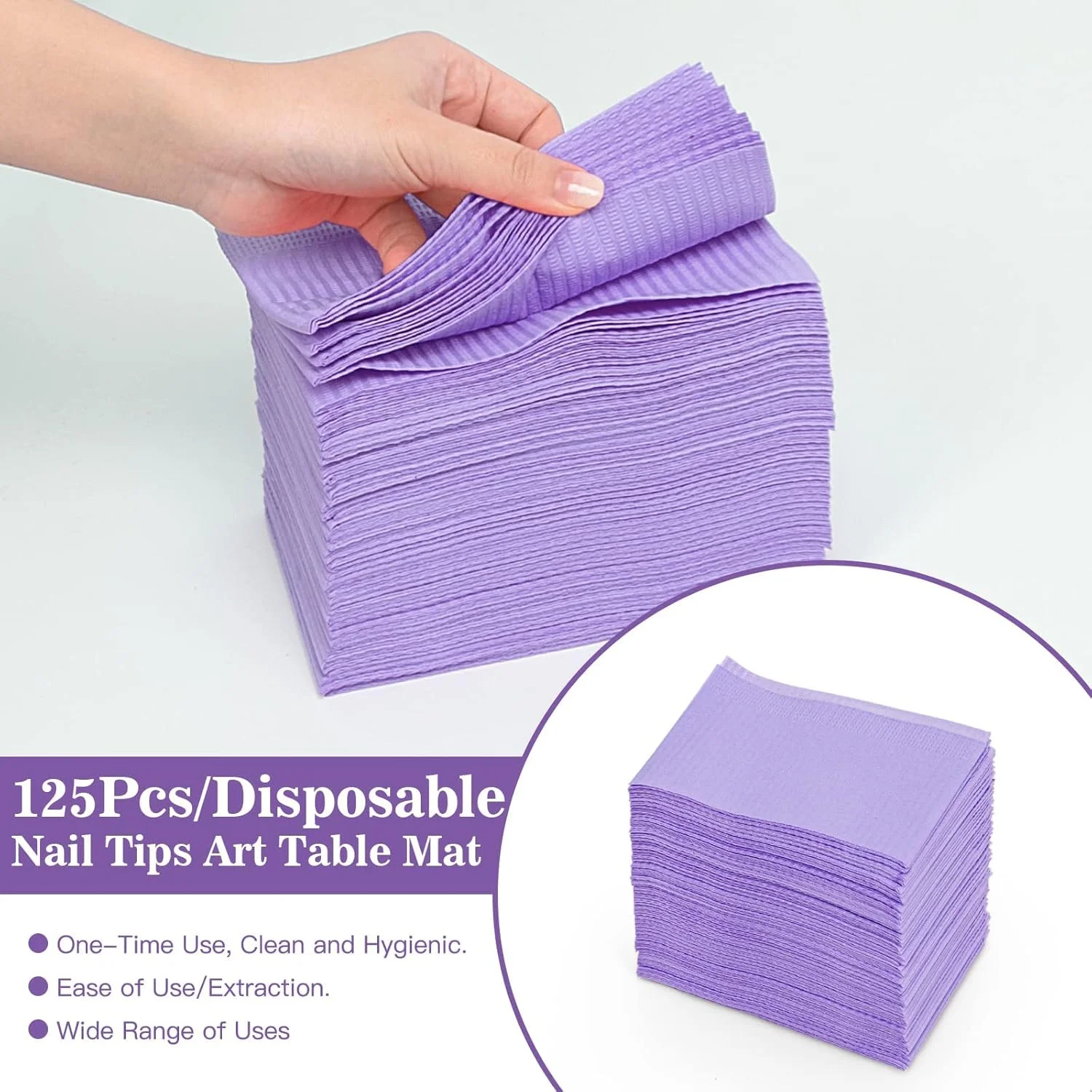 پد زیر دستی ضد آب HBSTUDIO برای میز طراحی ناخن، کاغذ یکبار مصرف 3 لایه تاشو، پد ضد آب برای تمرین مانیکور در سالن (125 عدد، بنفش) پد زیر دستی ضد آب HBSTUDIO برای میز طراحی ناخن، کاغذ یکبار مصرف 3 لایه تاشو، پد ضد آب برای تمرین مانیکور در سالن (125 عدد، بنفش)