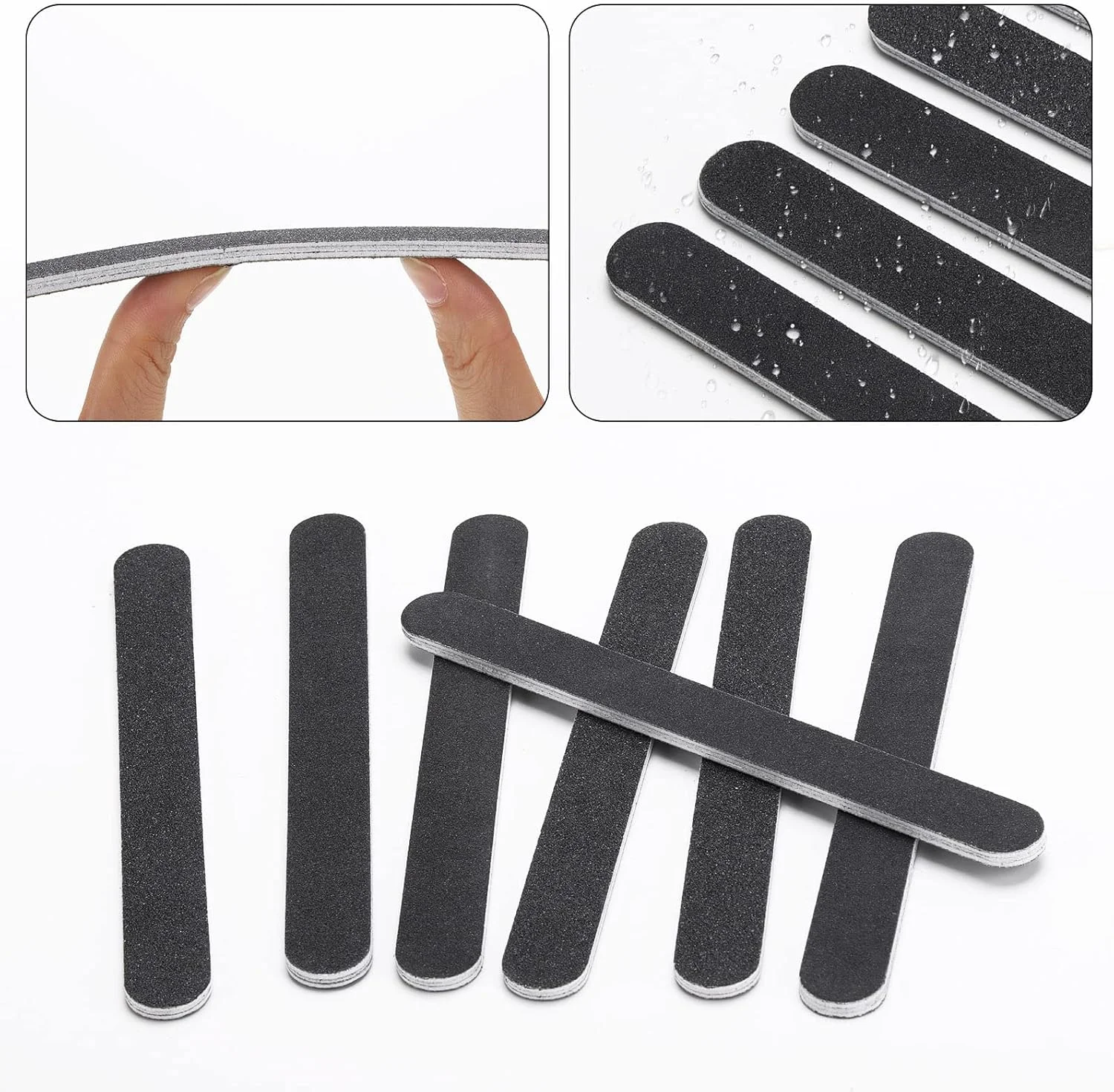 ست سوهان ناخن HBSTUDIO: درجه زبری 100/180، سوهان سمباده ای حرفه ای برای ناخن های طبیعی، ژلی و اکریلیک، کیت دو طرفه قابل شستشو (30 عدد)