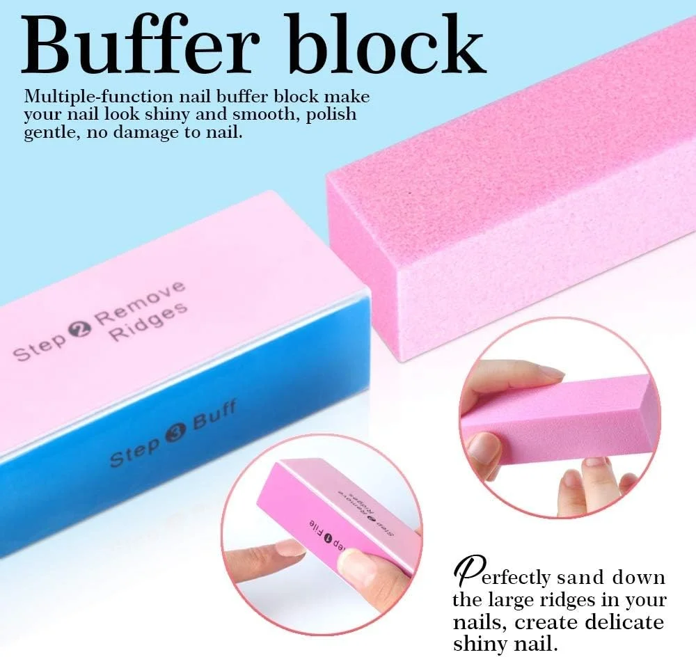 ست سوهان ناخن FLAFARY - 3 عدد سوهان ناخن دو طرفه، بافر ناخن مستطیلی، بلاک بافر 4 مرحله ای، 3 عدد نیپر و پوشر کوتیکول و برس ناخن، ست کامل ناخن با بافر