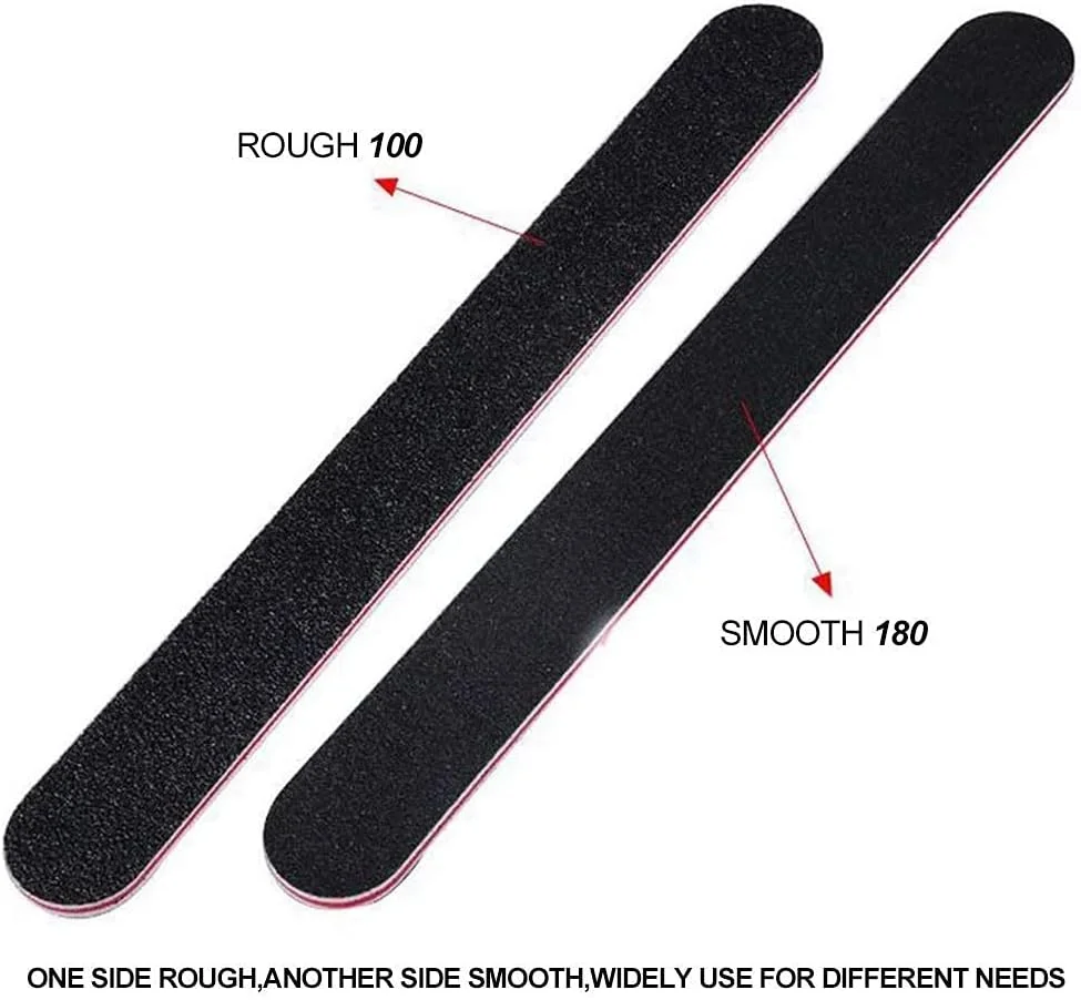 ست سوهان ناخن اکسفور، دو طرفه درجه زبری 100/180، سوهان ناخن انگشت برای خانم ها، ابزار حرفه ای مانیکور پدیکور، ست 50 عددی سوهان ناخن برای استفاده در منزل و سالن