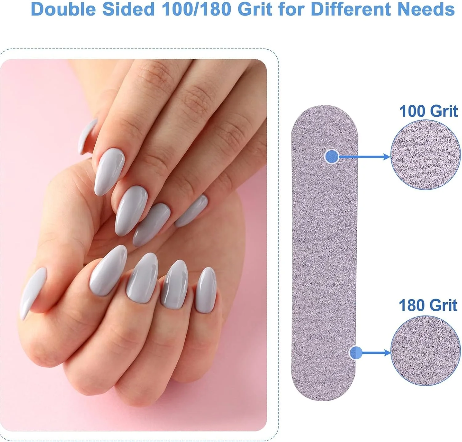 سوهان ناخن بوکلا، بسته 50 عددی، سوهان سمباده ای 3.6 اینچی برای ناخن های اکریلیک و طبیعی، درجه زبری 100/180، سوهان ناخن کوچک دو طرفه، بسته عمده سوهان انگشتی کوچک حرفه ای، ست مانیکور خاکستری سوهان ناخن بوکلا، بسته 50 عددی، سوهان سمباده ای 3.6 اینچی برای ناخن های اکریلیک و طبیعی، درجه زبری 100/180، سوهان ناخن کوچک دو طرفه، بسته عمده سوهان انگشتی کوچک حرفه ای، ست مانیکور خاکستری