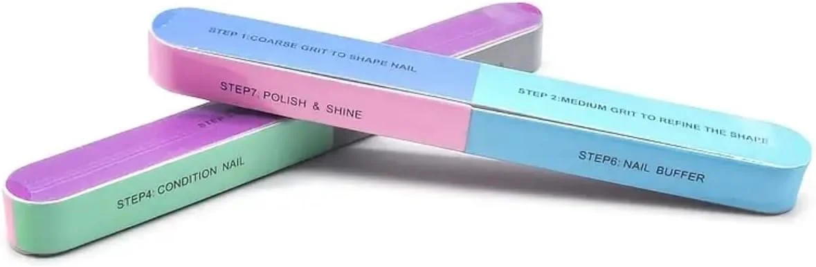 بلاک های بافر ناخن 7 طرفه [2 عددی] - شکل دهی، صاف و براق کردن ناخن های طبیعی | بافرهای گریت 150 تا 4000 برای پرداخت با کیفیت سالن در خانه | بافر و سوهان ناخن همه کاره