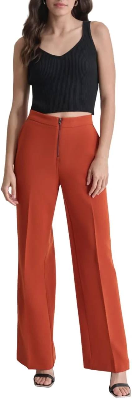 شلوار زنانه پاچه گشاد با بافت دوبل DKNY شلوار زنانه پاچه گشاد با بافت دوبل DKNY