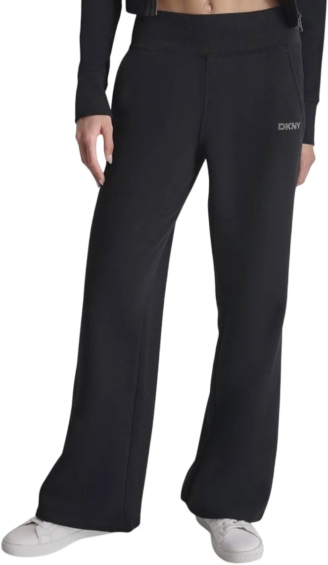 شلوار زنانه DKNY مدل پاچه گشاد، فلیس نرم و مناسب استفاده روزمره