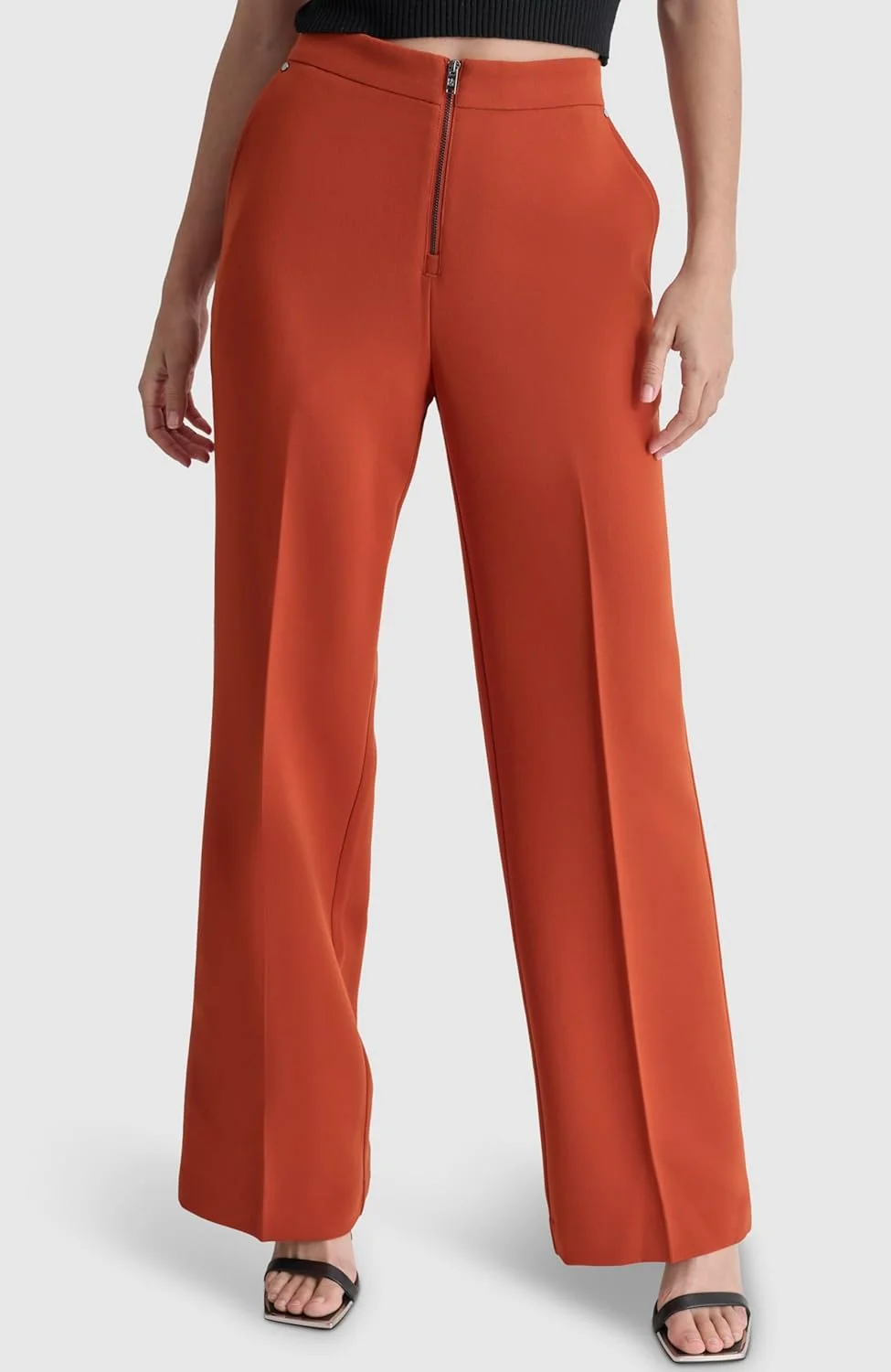 شلوار زنانه پاچه گشاد با بافت دوبل DKNY