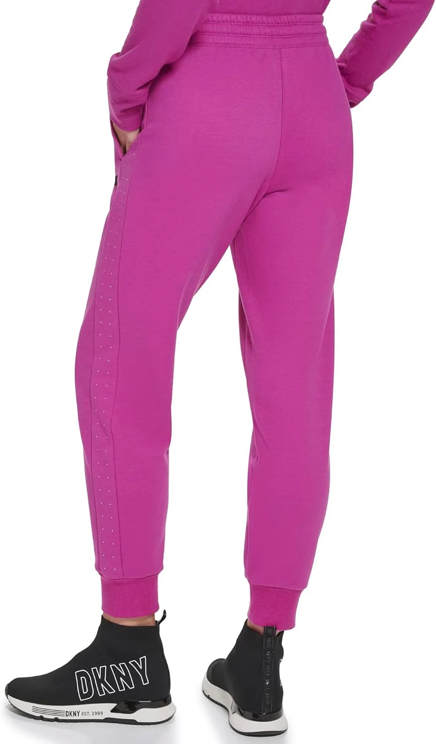 شلوار ورزشی زنانه DKNY مدل Sport با راه راه های فلزی و لوگوی پشمی
