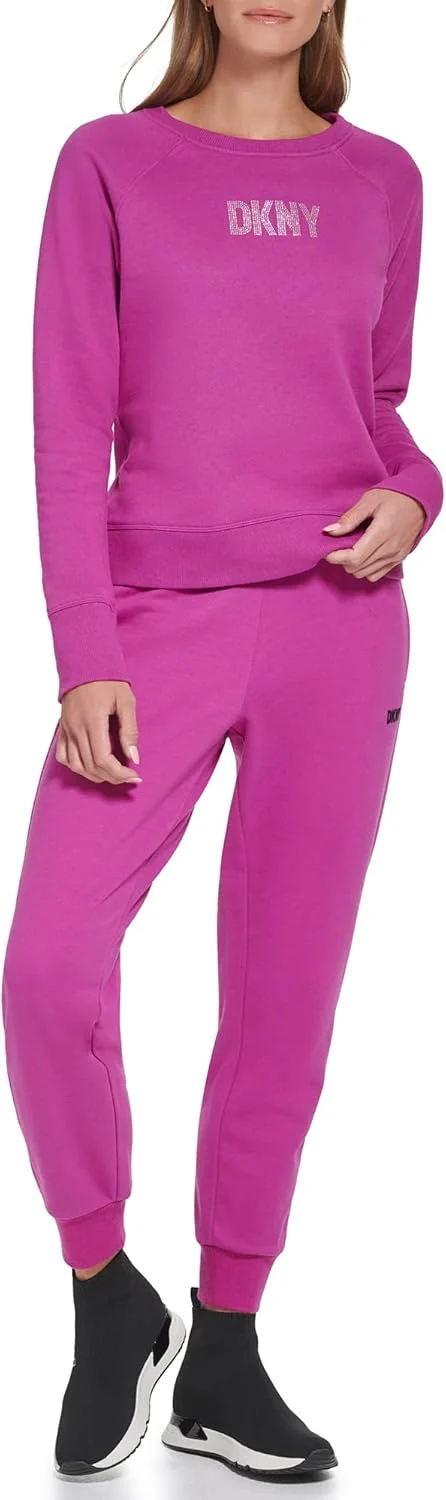 شلوار ورزشی زنانه DKNY مدل Sport با راه راه های فلزی و لوگوی پشمی