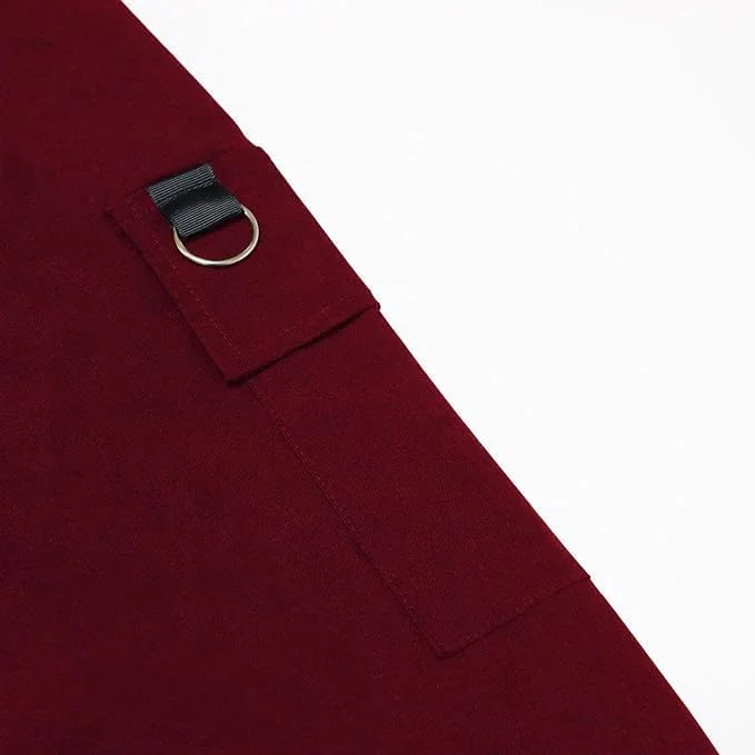 شلوار کارگو گوتیک زنانه، استریت ور، مشکی، کمر بلند، شلوار زنانه به سبک هاراژوکو کره ای، شلوار گوت بزرگ