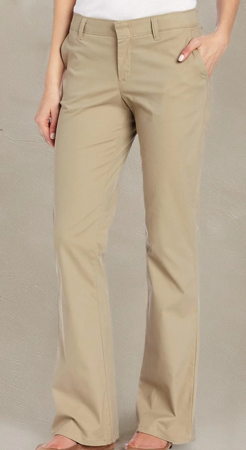 شلوار زنانه Dickies، کتان کشی با فاق صاف، مدل Slim Fit و دمپا بوگاتی