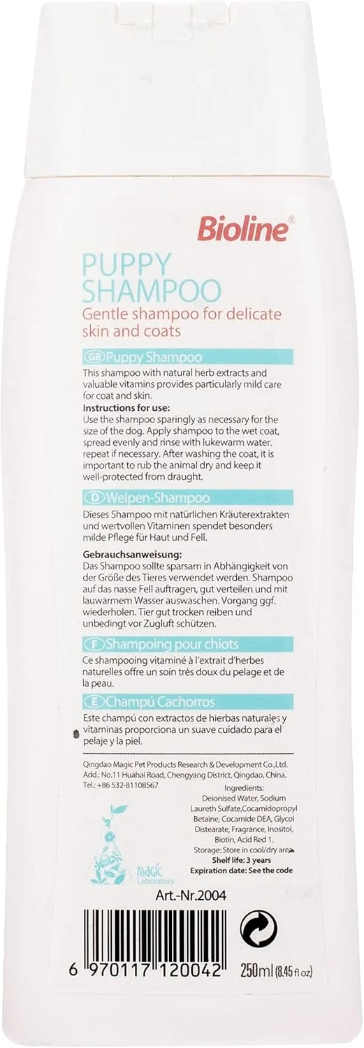 شامپو توله سگ بایولاین 250 میلی لیتر، شامپو ملایم و طبیعی برای توله سگ، وایت مارون
