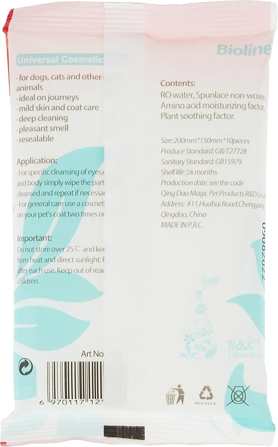 دستمال مرطوب آرایشی یونیورسال Bioline برای سگ، گربه و سایر حیوانات کوچک - 10 عدد دستمال مرطوب آرایشی یونیورسال Bioline برای سگ، گربه و سایر حیوانات کوچک - 10 عدد