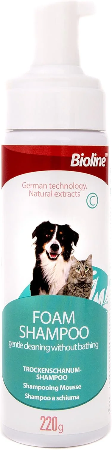 شامپو فوم خشک حیوانات خانگی Bioline وزن 220 گرم شامپو فوم خشک حیوانات خانگی Bioline وزن 220 گرم