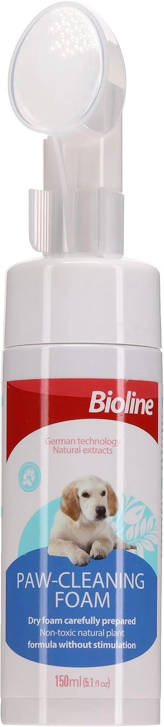 فوم تمیز کننده پنجه بایولاین، پایه بدون آب آنتی باکتریال 150 میلی لیتر (سگ)