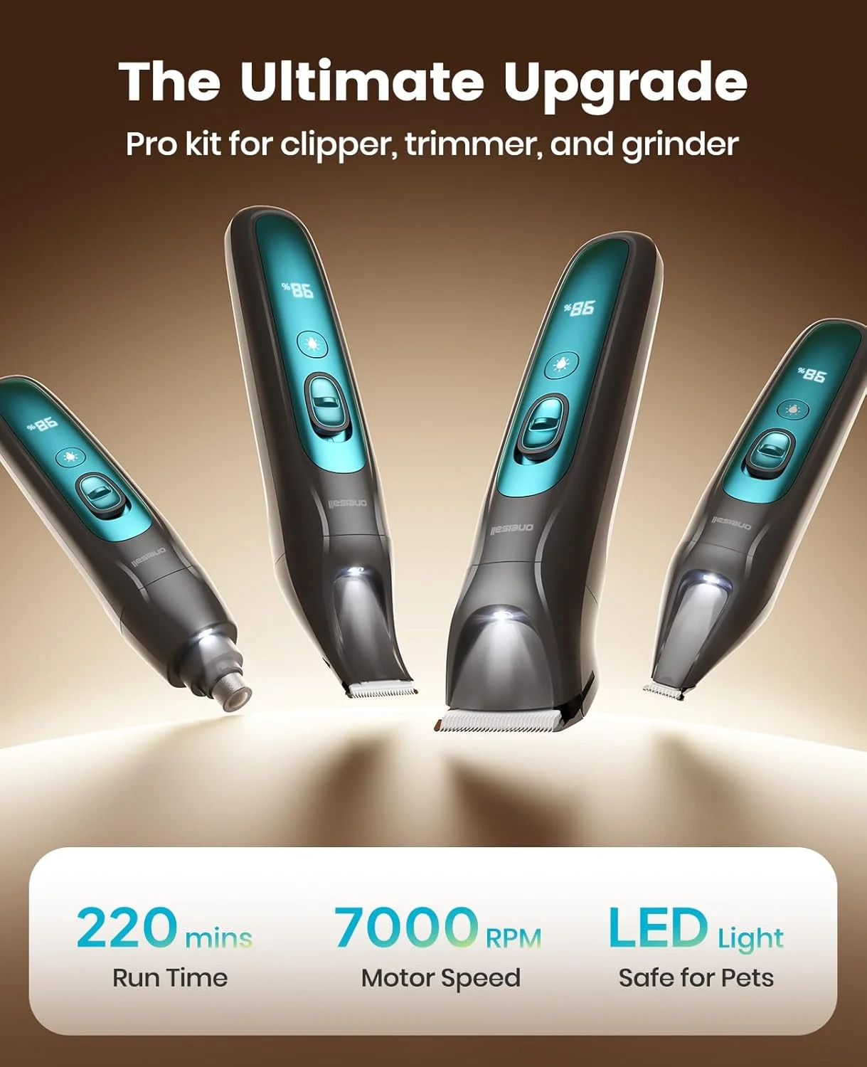 ماشین اصلاح سگ oneisall بی صدا با نور LED، کیت اصلاح بی سیم سگ 4 در 1، ماشین اصلاح حیوانات خانگی 2000 میلی آمپر ساعتی، سوهان ناخن برای پنجه، ناخن، صورت، گوش، پاها، بدن ماشین اصلاح سگ oneisall بی صدا با نور LED، کیت اصلاح بی سیم سگ 4 در 1، ماشین اصلاح حیوانات خانگی 2000 میلی آمپر ساعتی، سوهان ناخن برای پنجه، ناخن، صورت، گوش، پاها، بدن