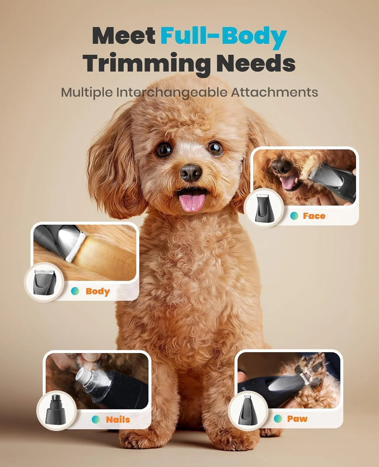 ماشین اصلاح سگ oneisall بی صدا با نور LED، کیت اصلاح بی سیم سگ 4 در 1، ماشین اصلاح حیوانات خانگی 2000 میلی آمپر ساعتی، سوهان ناخن برای پنجه، ناخن، صورت، گوش، پاها، بدن ماشین اصلاح سگ oneisall بی صدا با نور LED، کیت اصلاح بی سیم سگ 4 در 1، ماشین اصلاح حیوانات خانگی 2000 میلی آمپر ساعتی، سوهان ناخن برای پنجه، ناخن، صورت، گوش، پاها، بدن