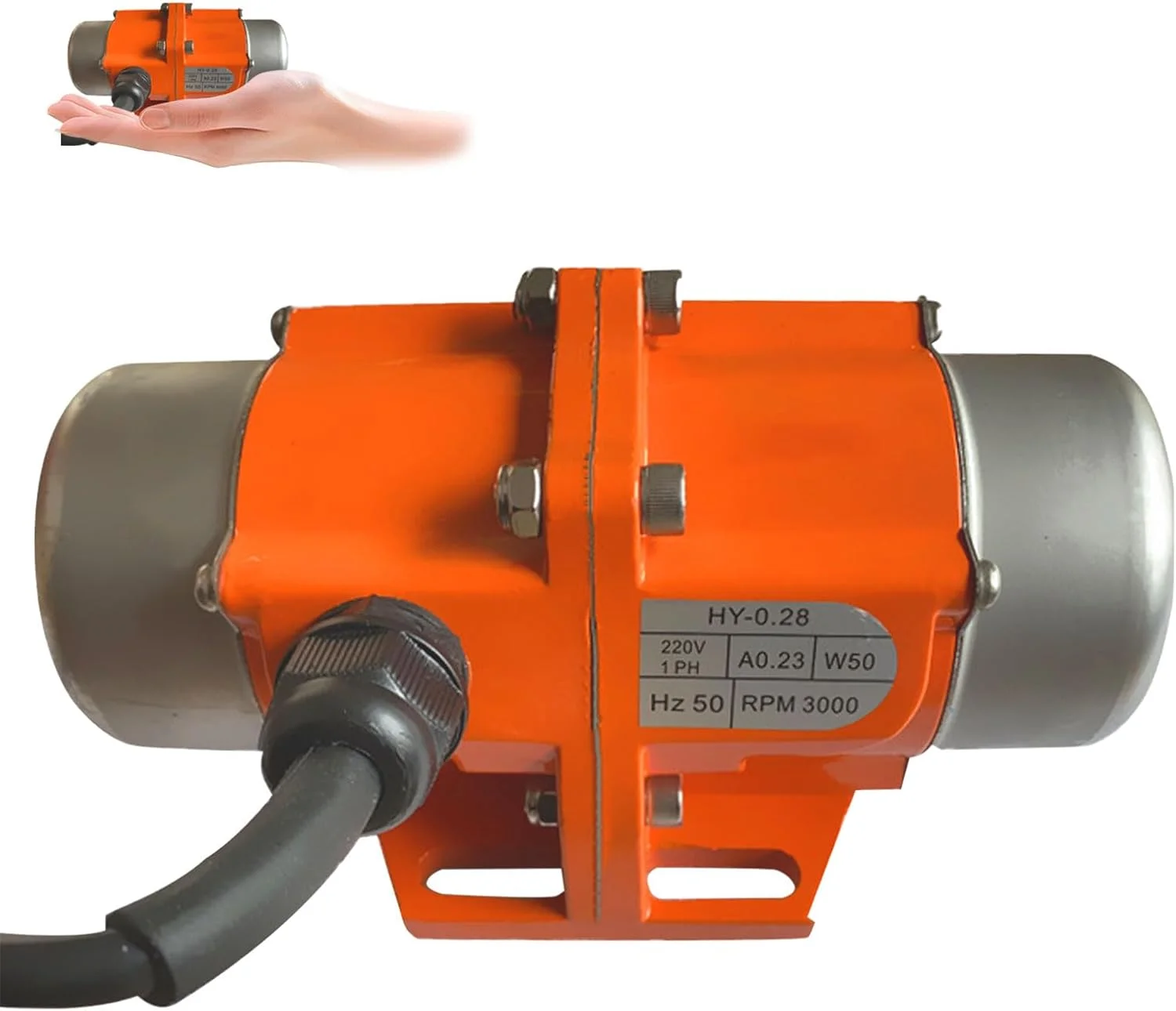 ویبراتور بتن، موتور ویبره برقی 70 وات، نیروی 50 کیلوگرم، ویبراتور صنعتی قابل تنظیم 3000 دور در دقیقه برای میز لرزان، فیدر، معدن، مواد شیمیایی، پزشکی، ساخت و ساز و تجهیزات مواد غذایی