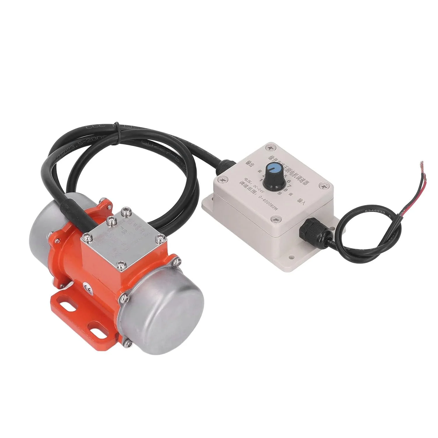 موتور ویبره، موتور لرزشی DC بدون جاروبک با نیروی تحریک قابل تنظیم و کنترل کننده سرعت 30 وات 4000 دور در دقیقه، برای ویبراتور بتن (DC24V)