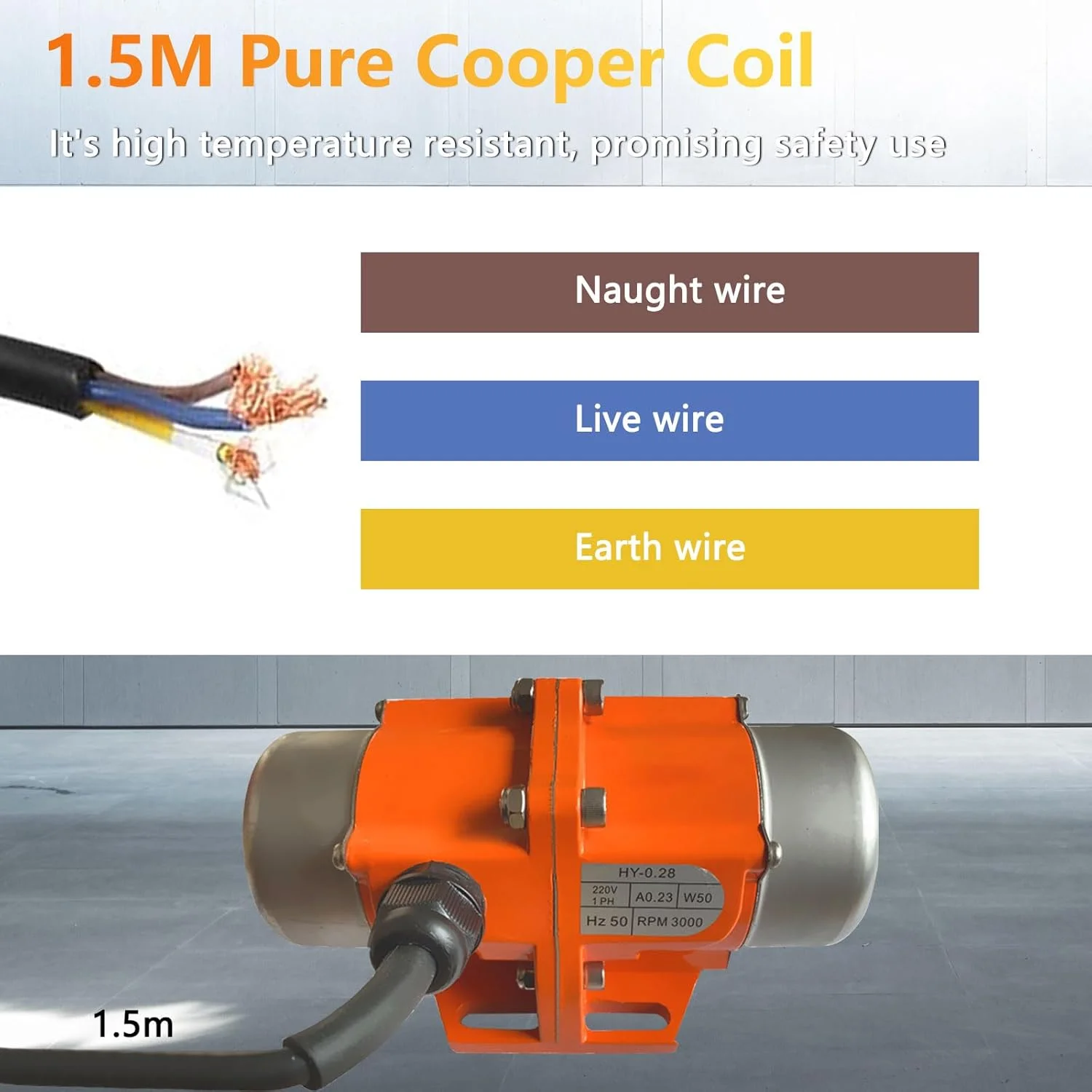 ویبراتور بتن، موتور ویبره برقی 70 وات، نیروی 50 کیلوگرم، ویبراتور صنعتی قابل تنظیم 3000 دور در دقیقه برای میز لرزان، فیدر، معدن، مواد شیمیایی، پزشکی، ساخت و ساز و تجهیزات مواد غذایی