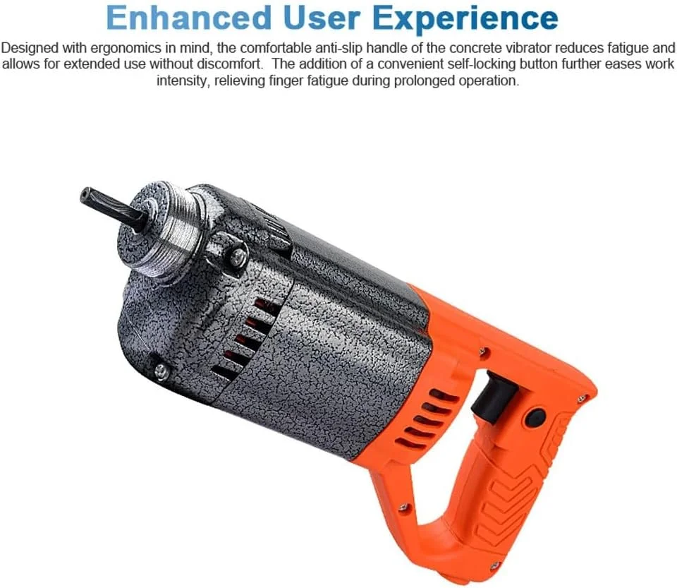 ویبراتور بتن دستی SUZLAZYR، ابزار ویبره بتن برقی 1300 وات با شفت/میله 2 متری، 4000 دور در دقیقه، برای ساخت و ساز، حذف حباب هوا و مخلوط کردن بتن