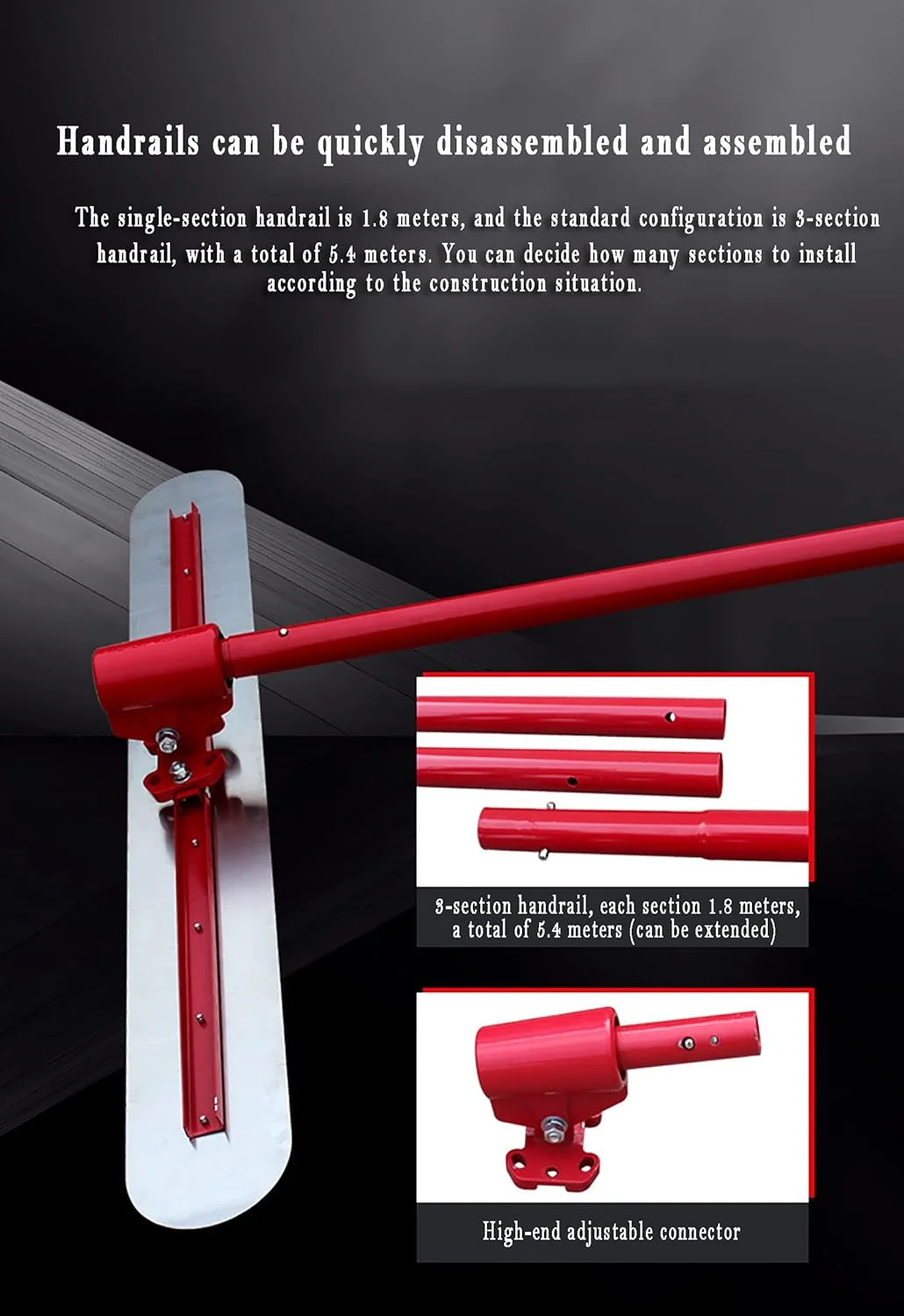 دستگاه تراز کننده بتن STMKB، ۱۸۰ * ۲۰ سانتی متر (۷۱''*۸'')، ابزار ماله کششی دستی بتن با میله قابل تنظیم ۵.۴ متری، جنس آلیاژ آلومینیوم منیزیم، ضد لرزه و ضد خوردگی