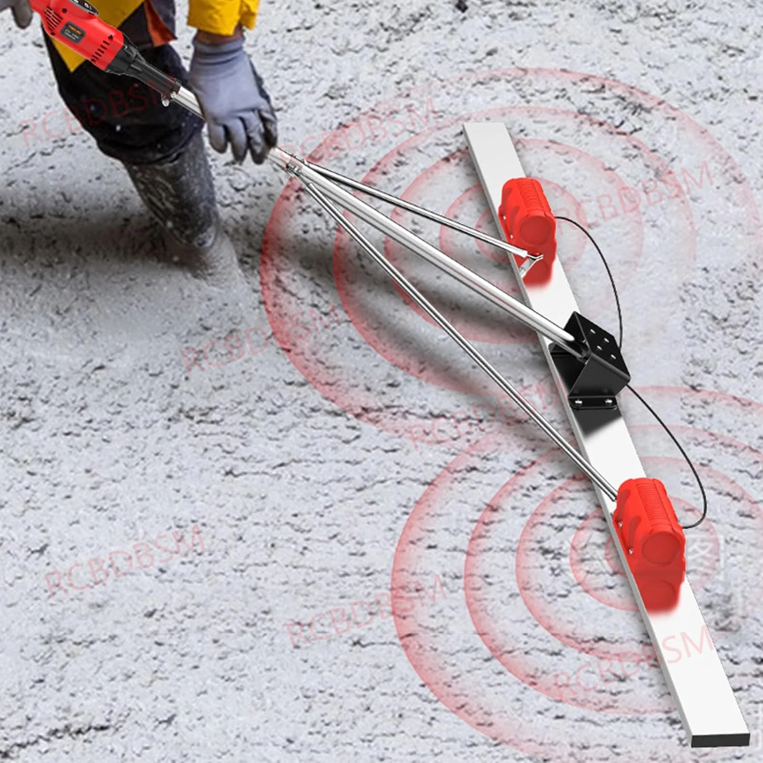 کیت شمشه بتن ویبره ای شارژی RESKIU، ابزار پرداخت بتن با تخته 150 سانتی متری، شمشه تراز کننده سطح بتن شارژی، تنظیم 9 سرعته، 1 باتری