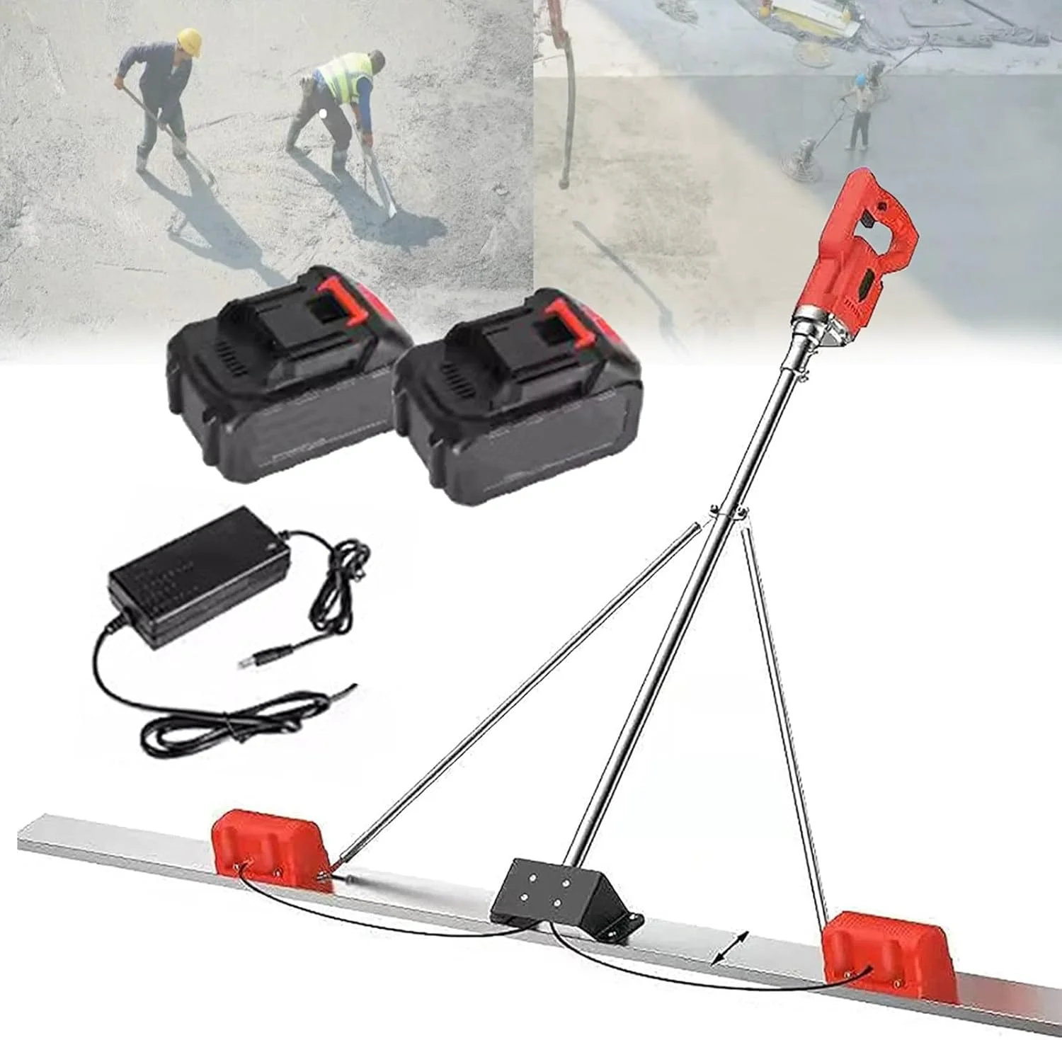 دستگاه ویبراتور شمشه بتن MiBoce، شمشه برقی بی‌سیم 1.8 متری/2 متری، سرعت 3000-6000 دور در دقیقه، باتری لیتیومی با ظرفیت بالای 6000 میلی آمپر ساعت، برای پردازش بتن