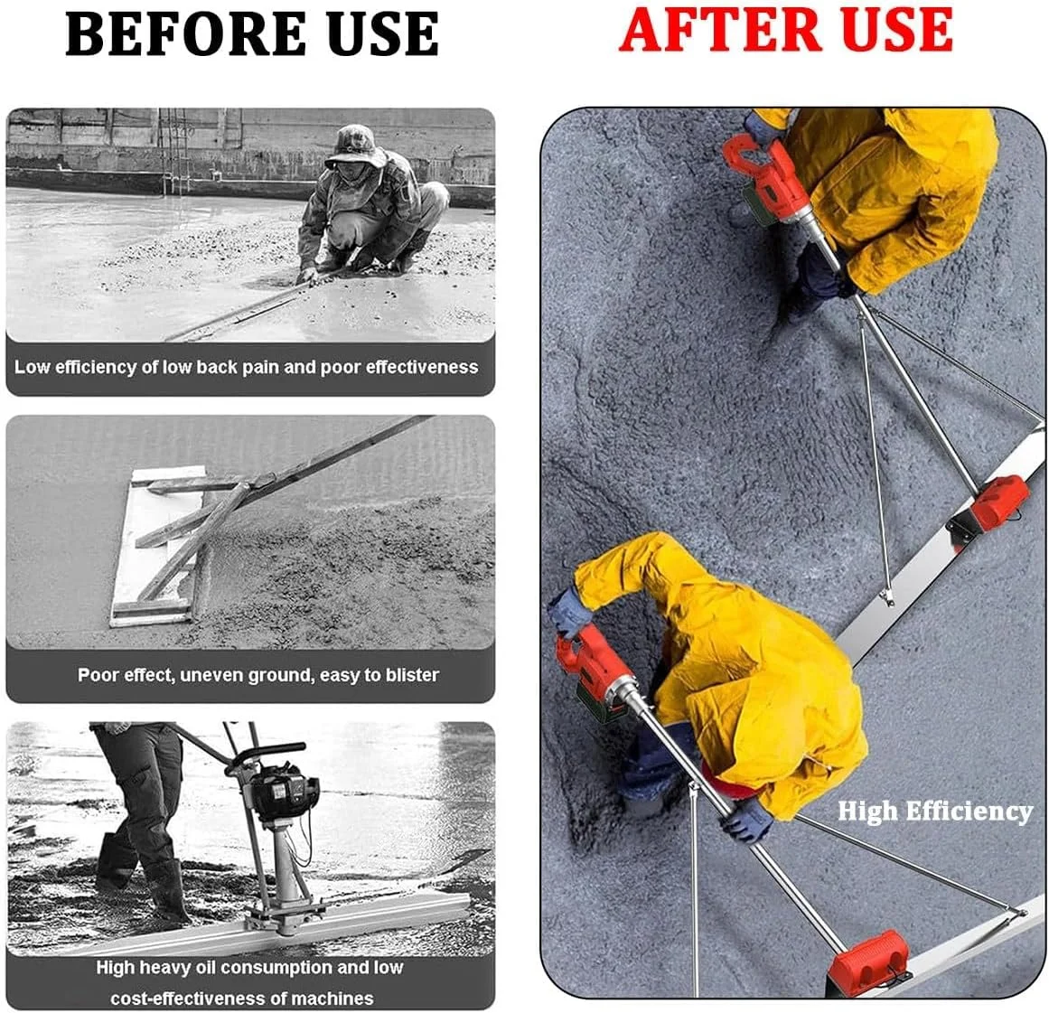 دستگاه ویبراتور شمشه بتن MiBoce، شمشه برقی بی‌سیم 1.8 متری/2 متری، سرعت 3000-6000 دور در دقیقه، باتری لیتیومی با ظرفیت بالای 6000 میلی آمپر ساعت، برای پردازش بتن