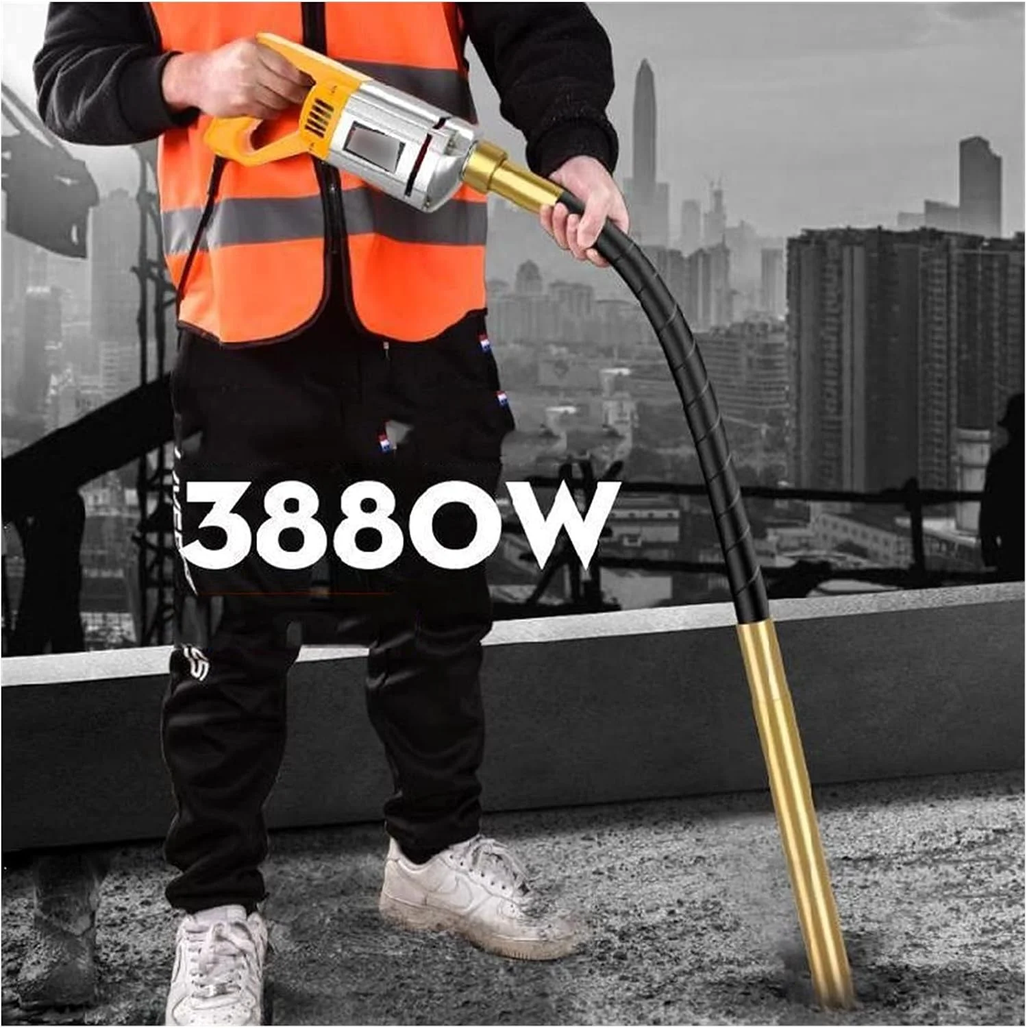 ویبراتور بتن ساختمانی اونرتون، ویبراتور برقی دستی حذف کننده حباب سیمان با شلنگ 1 متری، 1.2 متری، 1.5 متری (سایز: میله 3880 وات + 35#1.2 متری)