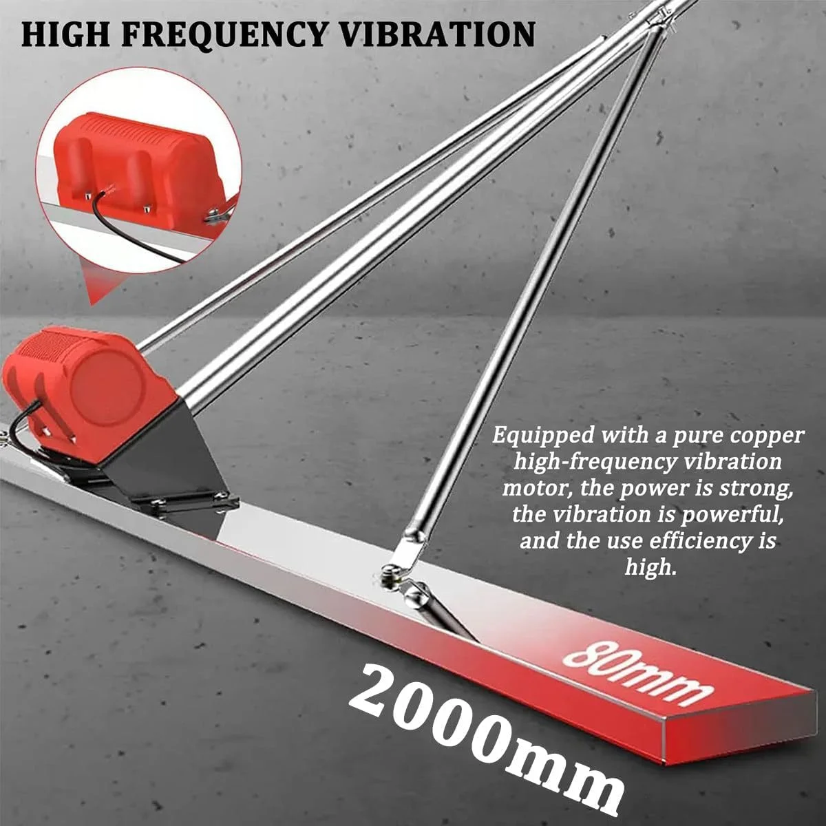 دستگاه ویبراتور شمشه بتن MiBoce، شمشه برقی بی‌سیم 1.8 متری/2 متری، سرعت 3000-6000 دور در دقیقه، باتری لیتیومی با ظرفیت بالای 6000 میلی آمپر ساعت، برای پردازش بتن