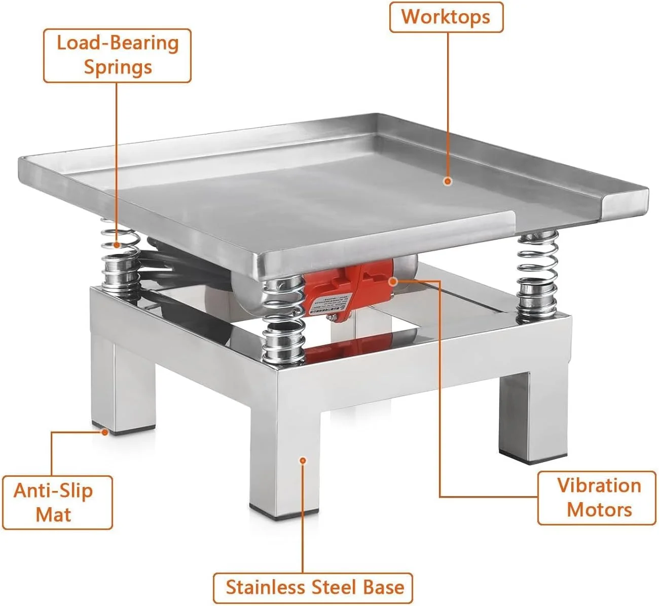 میز ویبره بتن MaxtiL، میز تست لرزش 3000 دور در دقیقه، پلتفرم لرزش بلوک تست، میز ویبره استیل ضد زنگ 35×35 سانتی متر، برای تراکم ارتعاشی، پر کردن قالب