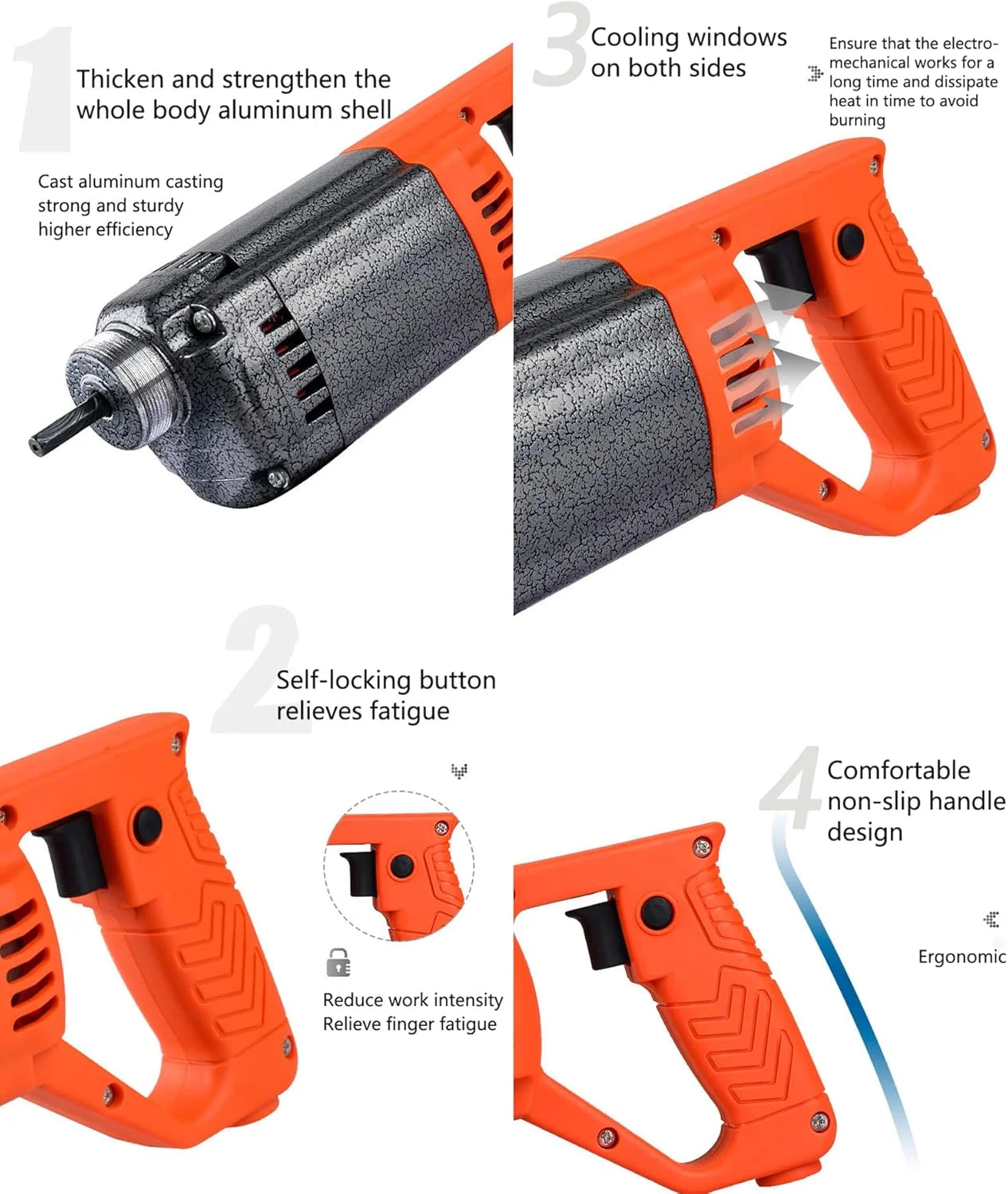 ویبراتور بتن oBlosdh، موتور ویبره بتن برقی دستی 1250 وات 4000 دور در دقیقه، ویبراتور سیمانی صنعتی قوی با شلنگ 1.5 متری، قطر میله 35 میلی متر