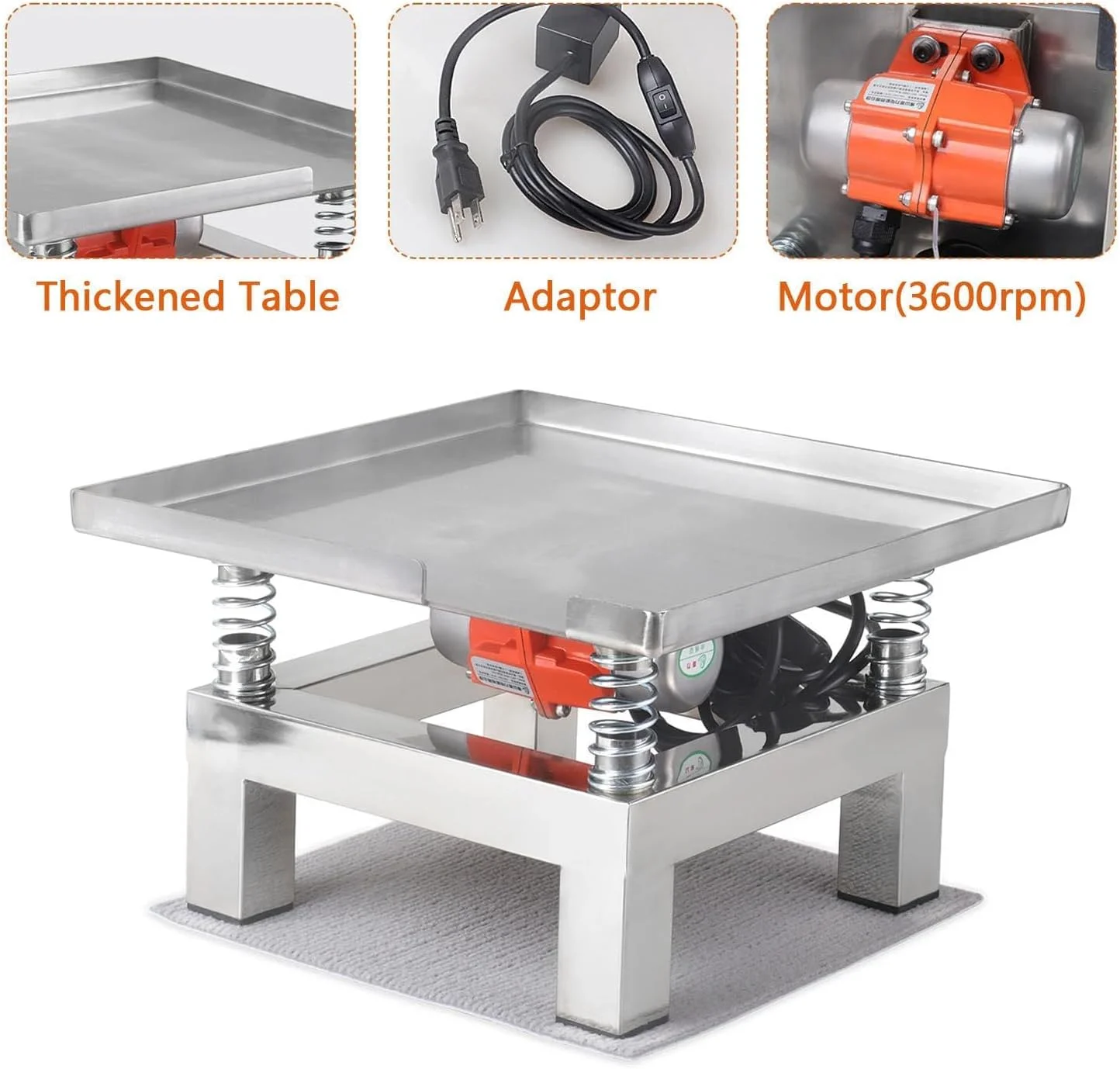 میز ویبره بتن MaxtiL، میز تست لرزش 3000 دور در دقیقه، پلتفرم لرزش بلوک تست، میز ویبره استیل ضد زنگ 35×35 سانتی متر، برای تراکم ارتعاشی، پر کردن قالب