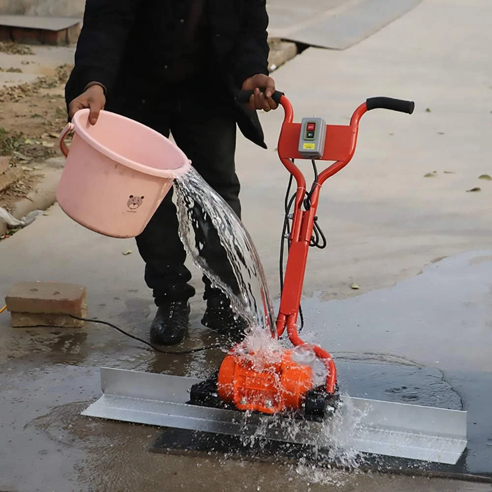 ماله برقی ویبراتور بتن LZFuiop، ماله شمشه تراز کننده ویبره ای سیمان، دستگاه پرداخت صاف کننده سطح بتن 150 وات به همراه صفحه شمشه آلیاژ آلومینیوم 14 سانتی متر در 2 متر (سایز: 220 ولت)
