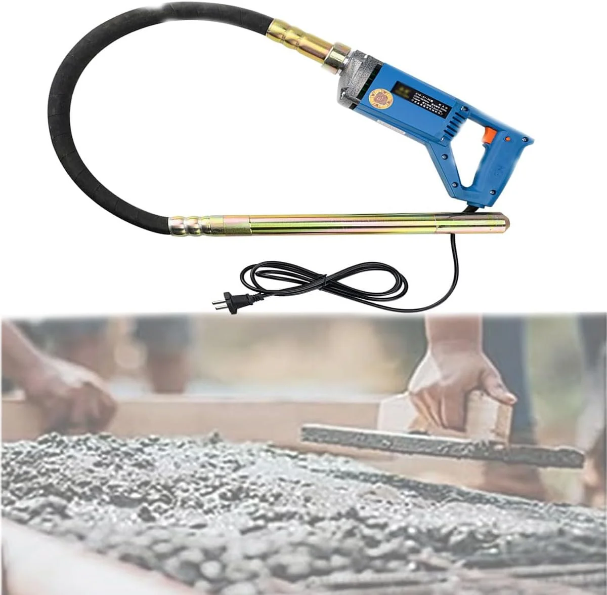 ویبراتور بتن دستی 1200 واتی JOSBY، با شفت انعطاف پذیر 1.5 متری، موتور مسی قدرتمند 230 هرتزی، ابزار ویبره بتن قابل حمل برای نرده های محافظ بزرگراه، ساخت پل