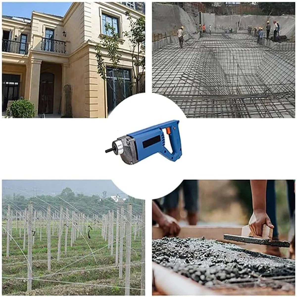 ویبراتور بتن برقی دستی بی سیم JOSBY، ابزار ویبره سیمان قابل حمل 1200 وات، با شفت 1.2 متری و دکمه قفل، موتور مسی قدرتمند، حذف حباب هوا و مخلوط کردن بتن