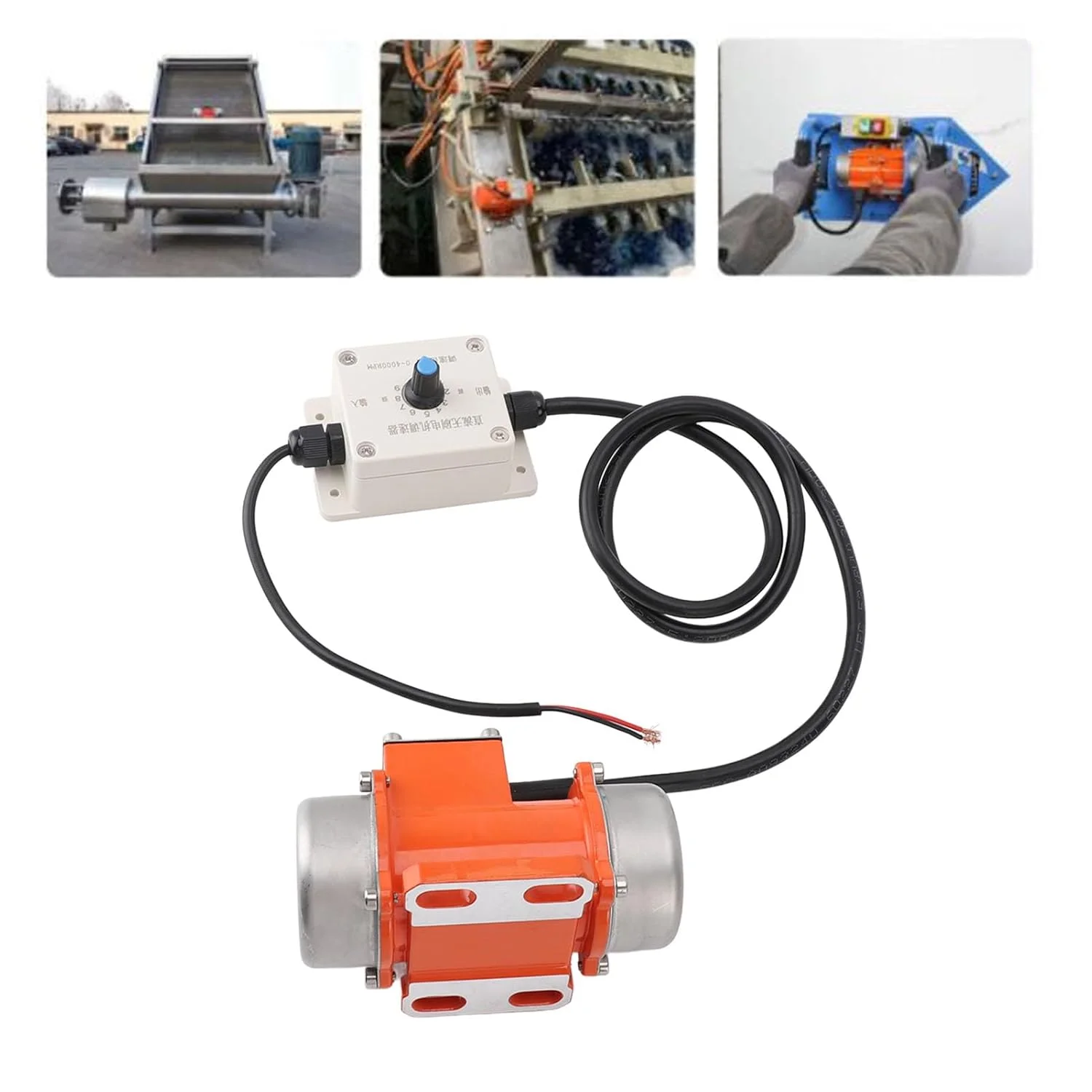 ویبراتور بتن Jiawu، موتور ویبره DC 12 ولت، موتور ویبره برقی بدون جاروبک با سرعت قابل تنظیم، آلیاژ آلومینیوم برای میز لرزان، فیدرهای ارتعاشی، صفحه نمایش (50 وات)