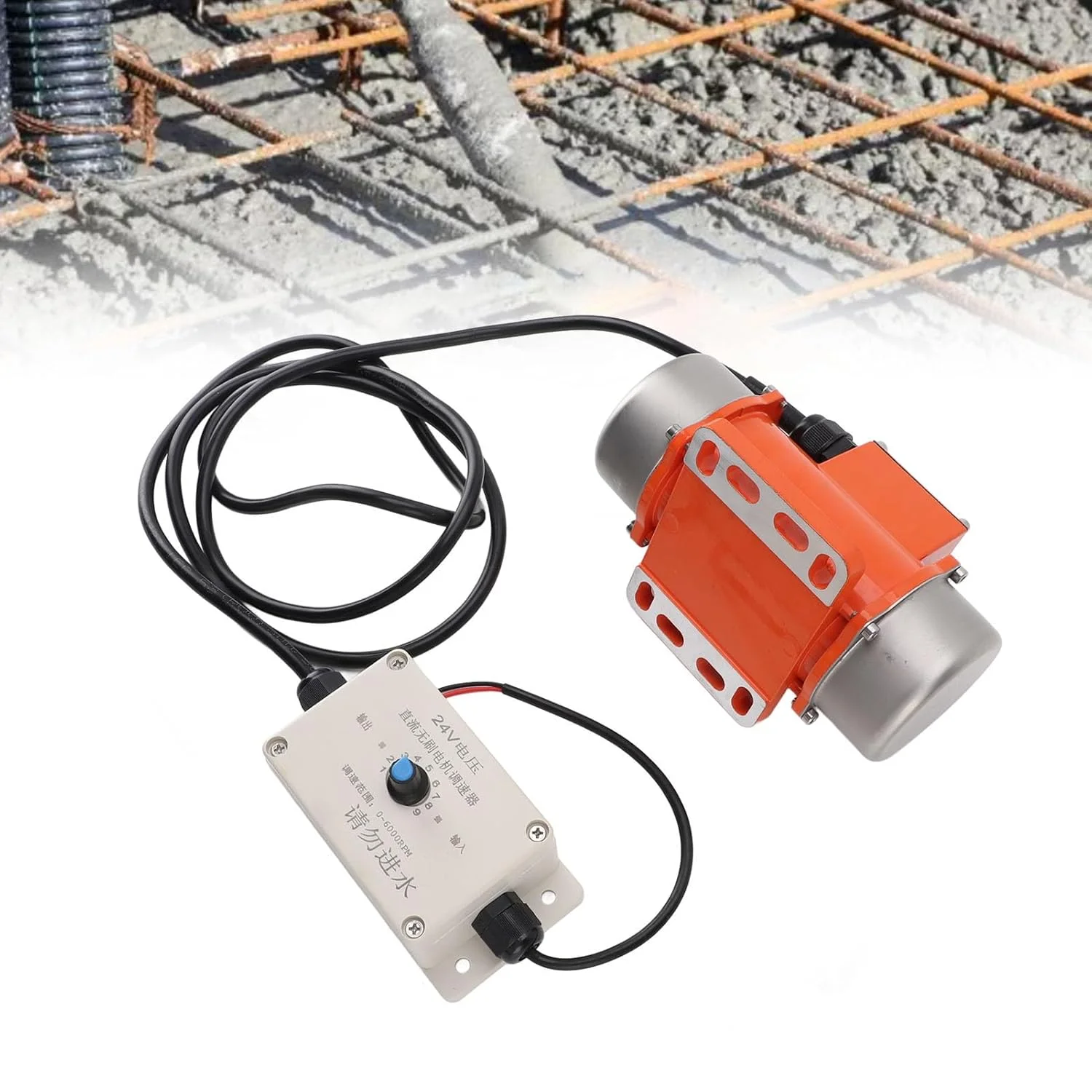 موتور ویبراتور بتن 24 ولت DC جیاوو، موتور ویبره بدون جاروبک، سرعت قابل تنظیم با نمایشگر دیجیتال، موتور ویبره الکتریکی IP65، ویبراتور بتن آلیاژ آلومینیوم (70 وات)