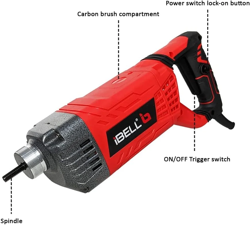 ویبراتور بتن iBELL مدل CV35-48، 1600 وات، 4500 دور در دقیقه با شیلنگ ویبراتور 35 میلی متری
