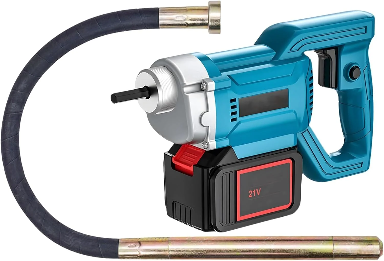 ویبراتور بتن دستی، ابزار ویبره بتن بی سیم با شلنگ 1.5 متری، پوکر ویبره برقی سیمانی 3880 واتی با شارژر و باتری، ویبراتور صنعتی قوی قابل حمل برای پل، جاده