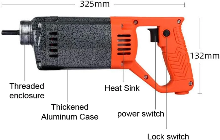 ویبراتور بتن دستی 1250 وات، ابزار ویبره برقی با شفت 1.5 متری برای ساخت و سازهای مختلف بتنی yunnstore