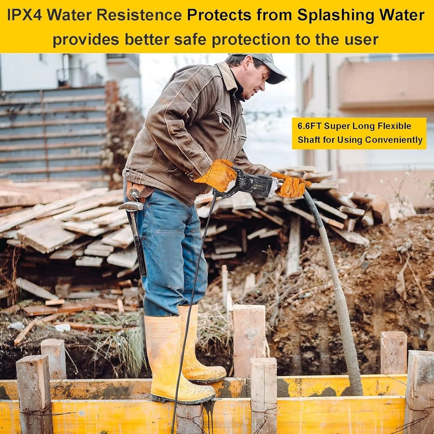 ابزار ویبراتور بتن دستی، ویبراتور برقی بتن 1500 وات، ویبراتور سیمان قابل حمل با میله شفت 2 متری، برای عملیات بتن ریزی