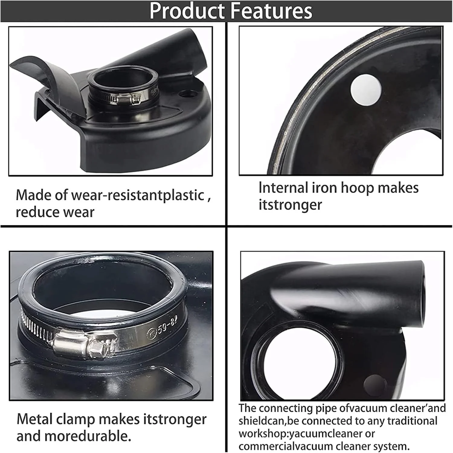 GZDZHP ویبراتور کاشی دستی، فرز زاویه ای روکش گرد و غبار 7 اینچی، سطح جهانی جاروبرقی بدون گرد و غبار با 4 عدد حلقه موقعیت یابی، برای سنگ، بتن و گرانیت، مکش فوق العاده