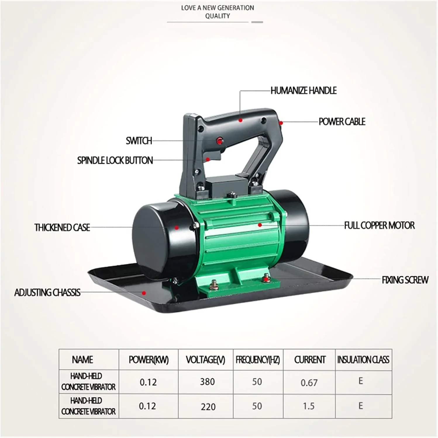 دستگاه ویبراتور کاشی GZDcjsc، تراز کننده، ویبراتور بتن، ماله ویبره بتن کوچک قابل حمل، ویبراتور صفحه اتصال (رنگ: 2 صفحه پایه 380، سایز: 1)